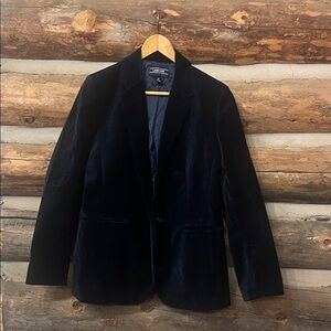 Lands' End Midnight Blue Velvet Blazer